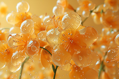 塑料花朵上的水滴图片