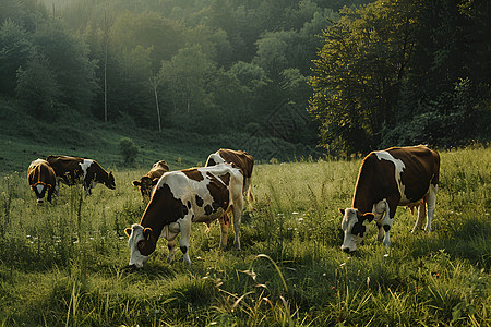 田野中的牛群背景图片