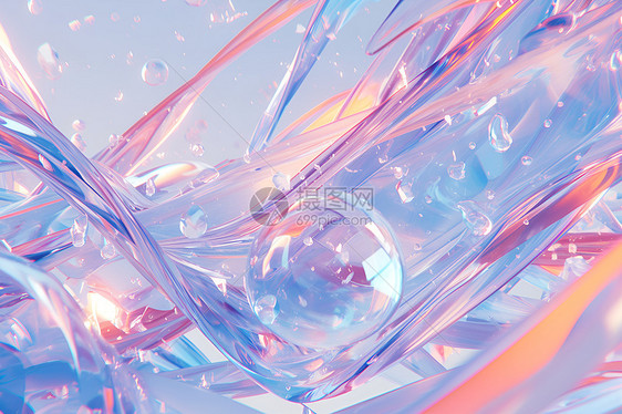 水晶线条上的玻璃球图片
