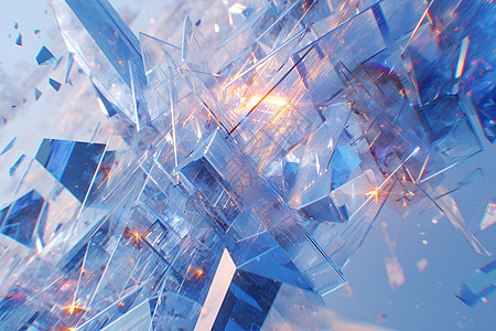 蓝白色水晶立方体背景图片