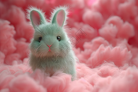 粉色棉花糖小兔图片