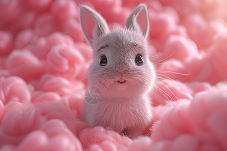 棉花中的兔子图片