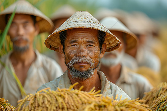 戴着草帽的男人图片