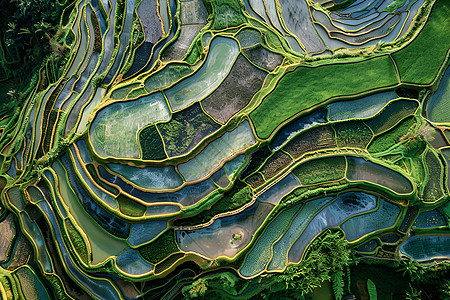 层叠的水稻田背景