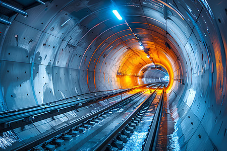 二郎山隧道隧道里的火车轨道背景