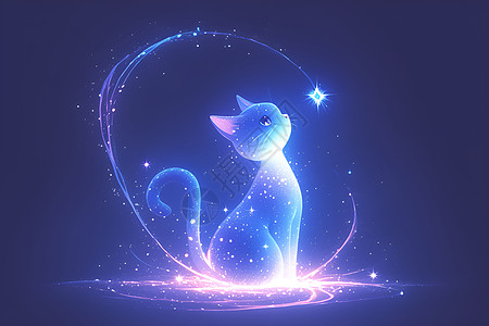 星空下猫咪星空下的猫咪插画