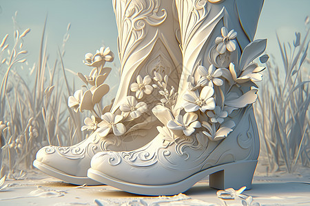 雕花的靴子背景图片