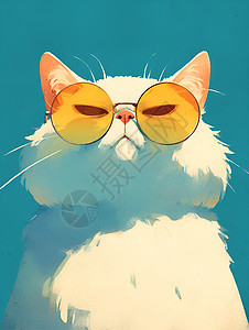白猫佩戴太阳镜图片