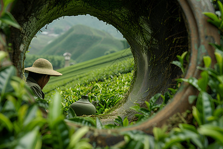 茶园的工人背景图片