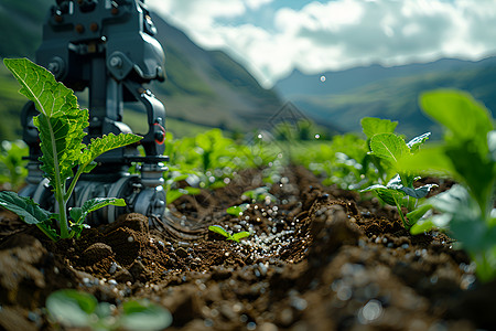 机械耕种生长的蔬菜背景