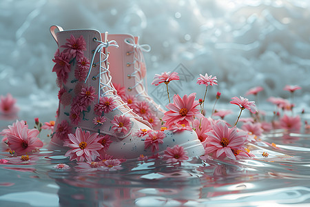 靴子上的花朵图片