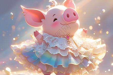 彩虹裙中的可爱小猪宝宝背景图片