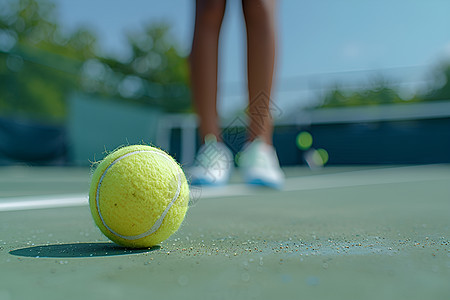 网球场上的一颗网球图片