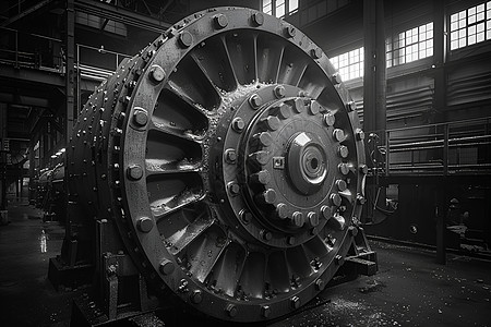 工业齿轮工业机器中的齿轮背景