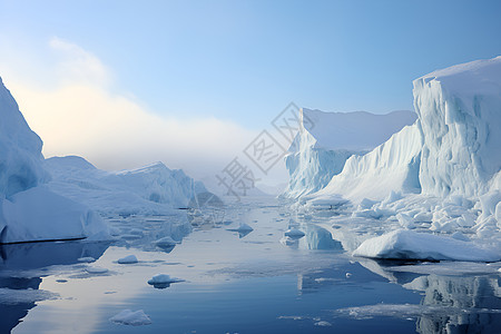 海面上的冰山群图片