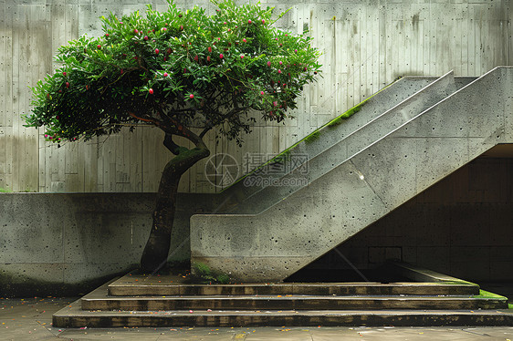 建筑物前的树木图片