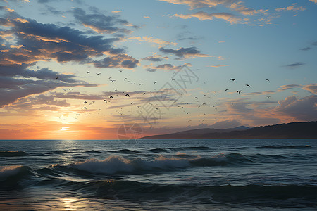 日落下的海洋图片