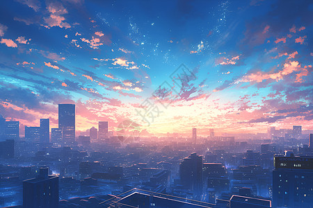 城市清晨背景图片