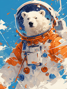 星空探索的北极熊背景图片