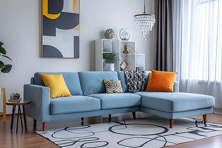 浅蓝色型的沙发背景图片