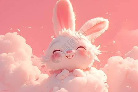 欢乐棉花糖兔子图片