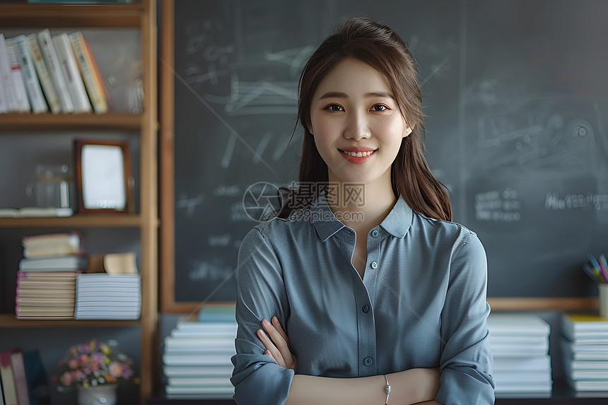 微笑的亚洲女老师图片