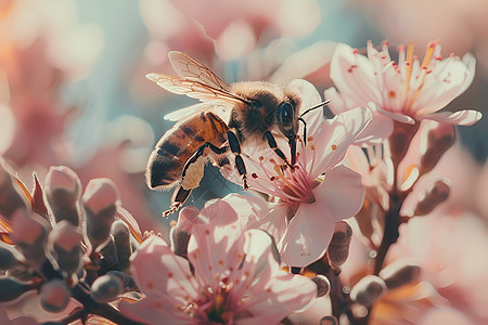 蜜蜂采集花粉图片