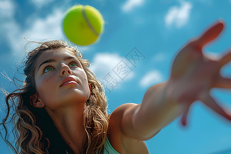 手绘女子活力的网球少女背景