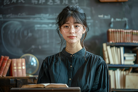 亚洲年轻女教师背景图片