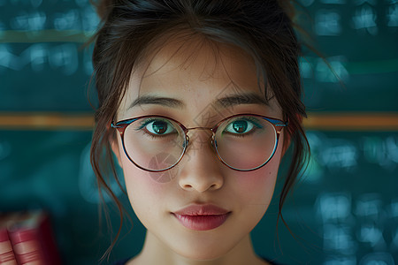 一位戴眼镜的女教师图片