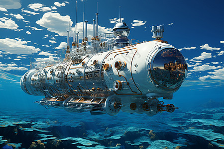漂浮的潜艇图片
