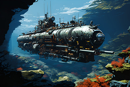 深海下的潜艇图片