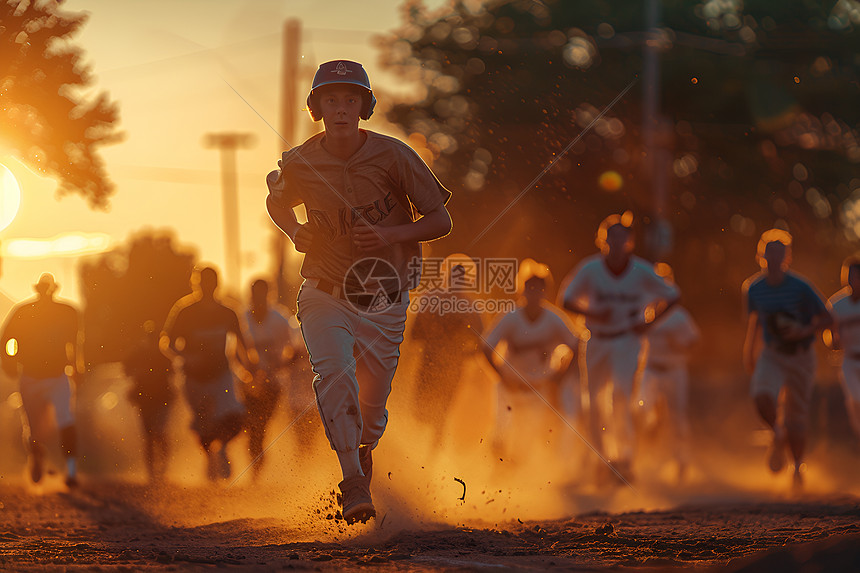奔跑的棒球选手图片