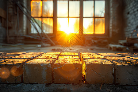 阳光照射的砖块图片