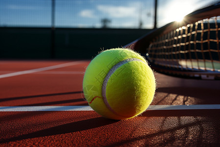 阳光照耀的网球图片