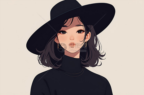 魅力少女插画图片