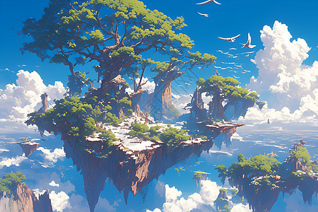 天空中的浮岛梦境图片