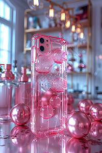 透明粉色手机壳图片