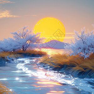 日落时的水域图片