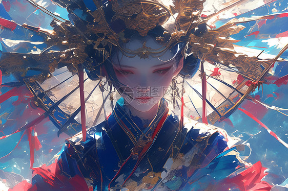 唯美优雅的古代女子插画图片