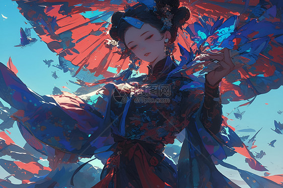 梦幻的女子插画图片