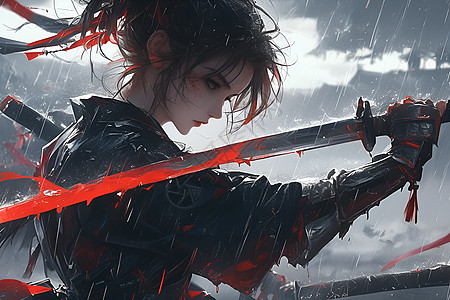剑雨中的女侠图片