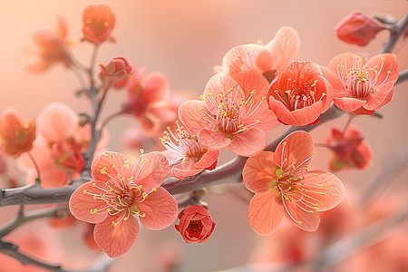 矢量桃花美丽的桃花绽放背景