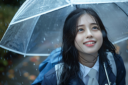 遮雨的美少女图片素材