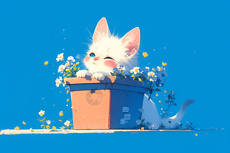 花盆中的小猫咪图片