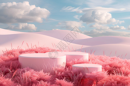 粉色草原的展台图片