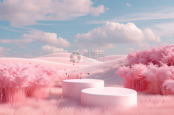 梦幻的粉色展台图片