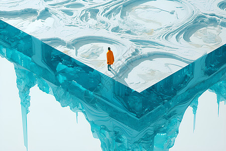 冰川中的人背景图片