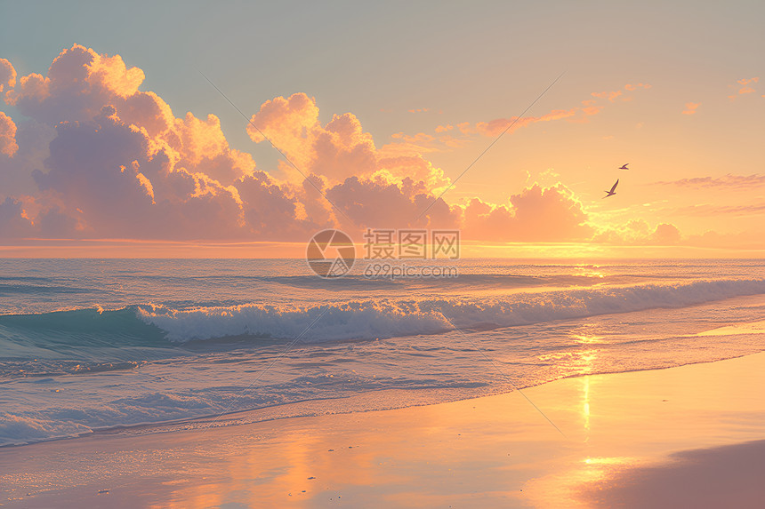 日出是的唯美大海图片
