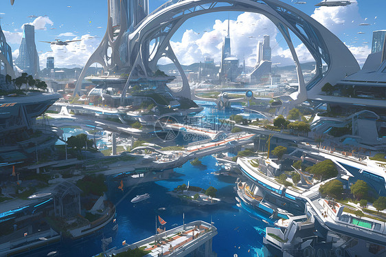 未来城市中的建筑图片